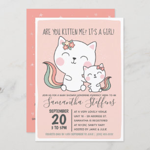 Kätzchen Sie mich Niedlich Pink Cat Girl Baby Dusc Einladung