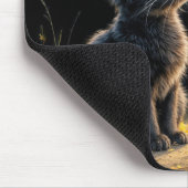 Kätzchen sieht ein fallendes Herbstblatt Mousepad (Ecke)