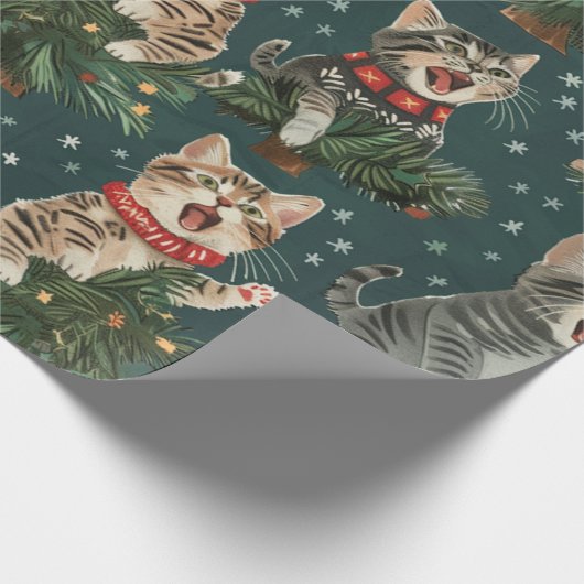 Kätzchen singen O'Christmas Tress in Sweaters Geschenkpapier (Ecke)