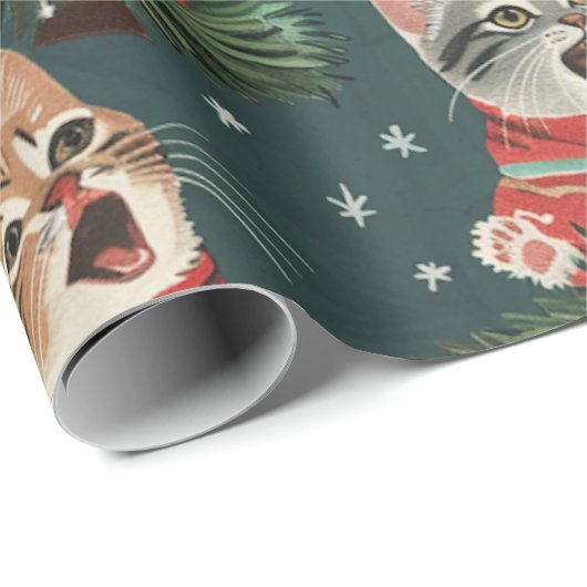 Kätzchen singen O'Christmas Tress in Sweaters Geschenkpapier (Rolleneckpunkt)
