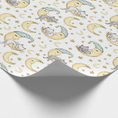 Kätzchen sitzt auf dem Mann im Mond Geschenkpapier (Ecke)