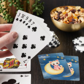 Kätzchen sitzt auf dem Mond Spielkarten (In Situ)