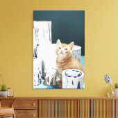 Kätzchen sitzt unter Farbflecken Leinwanddruck (Insitu (Wohnzimmer))
