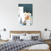 Kätzchen sitzt unter Farbflecken Leinwanddruck (Insitu (Schlafzimmer))