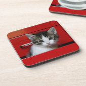 Kätzchen-Spähen Untersetzer (Linke Seite)