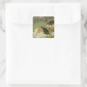 Kätzchen spielen quadratischer aufkleber (Tasche)