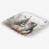 Kätzchen Spielende Weihnachten Pappteller (Gewinkelt)