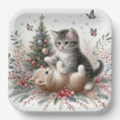 Kätzchen Spielende Weihnachten Pappteller (Vorderseite)