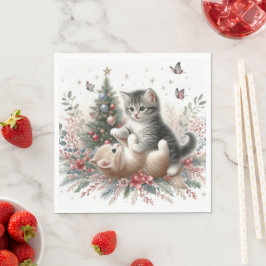 Kätzchen Spielende Weihnachten Serviette