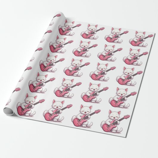 Kätzchen spielt Gitarre Geschenkpapier (Ungerollt)