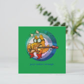 Kätzchen spielt Gitarre lustigen Cartoon (Stehend Vorderseite)