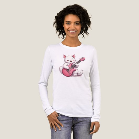 Kätzchen spielt Gitarre Tri-Blend Shirt (Vorderseite voll)