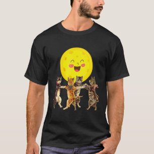 Kätzchen tanzen im Mondlicht Katze Groovy Katzen T-Shirt