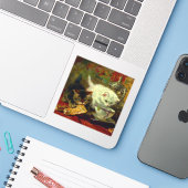 Kätzchen Tee Party Aufkleber (Laptop mit iPhone)