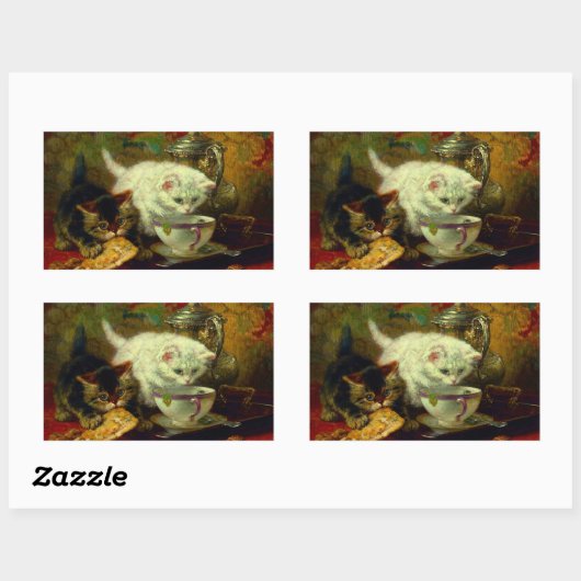 Kätzchen Tee Party Rechteckiger Aufkleber (Blatt)