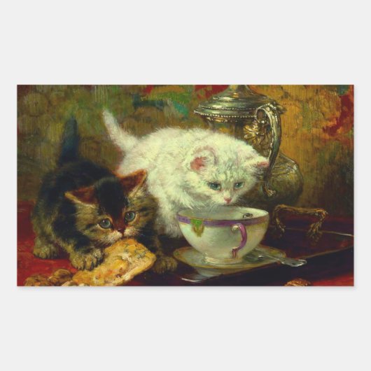 Kätzchen Tee Party Rechteckiger Aufkleber (Vorderseite)