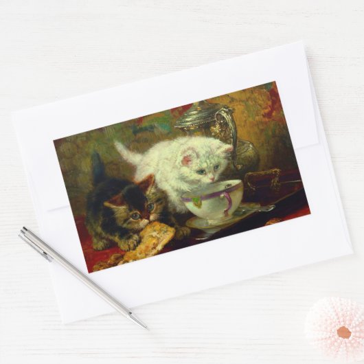 Kätzchen Tee Party Rechteckiger Aufkleber (Umschlag)