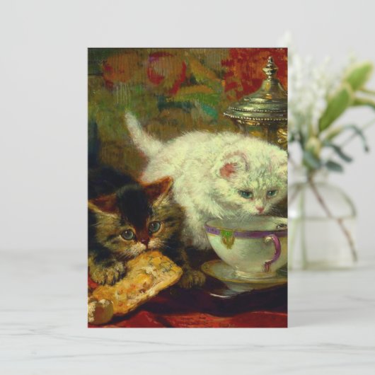 Kätzchen Tee Party Save The Date (Stehend Vorderseite)