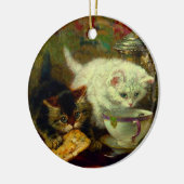 Kätzchen-Teeparty Keramik Ornament (Links)