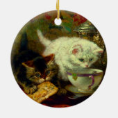 Kätzchen-Teeparty Keramik Ornament (Hinten)