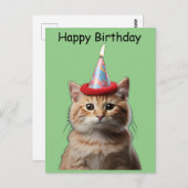Kätzchen trägt Geburtstagshammanflamme oben Postkarte (Vorne/Hinten)