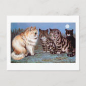 Kätzchen treffen sich im Mondlicht, Louis Wain Postkarte (Vorderseite)