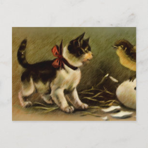 Kätzchen-u. Küken-Ostern-Postkarte Feiertagspostkarte