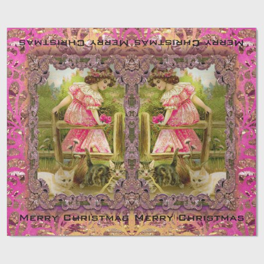 Kätzchen und Bänder viktorianisch Geschenkpapier (Flach)