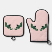 Kätzchen und Blätter Ofenhandschuh & Topflappen-Set (Vorderseite)
