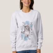 Kätzchen und blaue Rose Sweatshirt (Vorderseite)