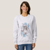 Kätzchen und blaue Rose Sweatshirt (Vorne ganz)