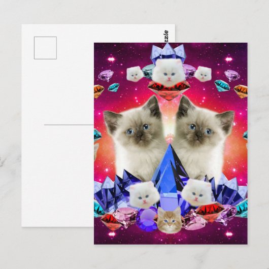 Kätzchen und Diamanten Postkarte (Vorne/Hinten)