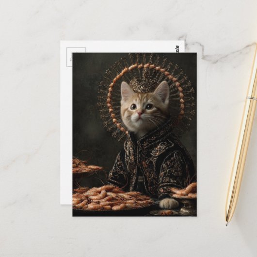 Kätzchen und die Garnele Postkarte (Vorderseite/Rückseite Beispiel)