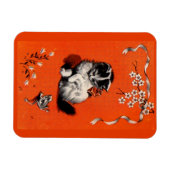 Kätzchen und Frosch Magnet (Horizontal)