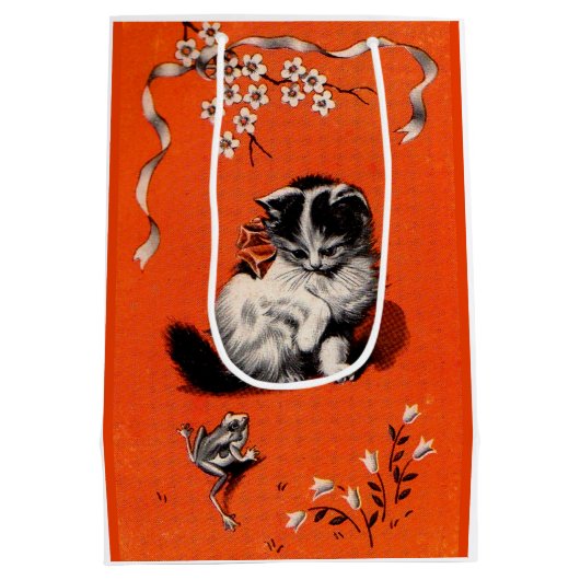 Kätzchen und Frosch Mittlere Geschenktüte (Rückseite)