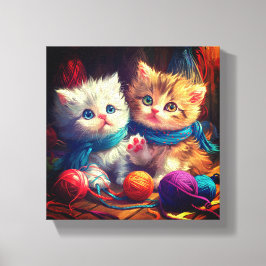 Kätzchen und Garne Kunst Leinwanddruck