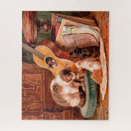 Kätzchen und Gitarre - Die Musiker Vintag Puzzle