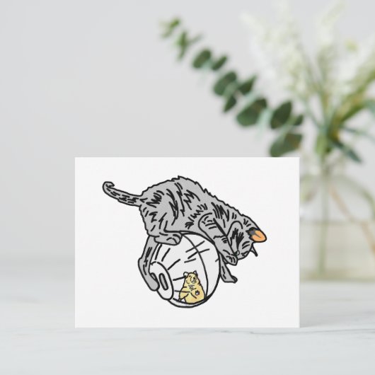Kätzchen und Hamster Postkarte (Stehend Vorderseite)