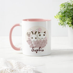 Kätzchen und Häschen Tier beste Freunde Kinder Nam Tasse