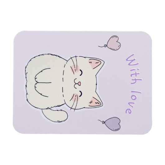 Kätzchen und Herz, personalisiert Magnet (Horizontal)