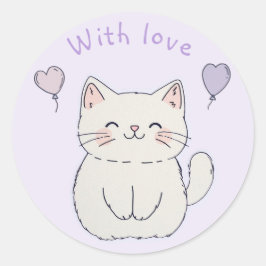 Kätzchen und Herz, personalisiert Runder Aufkleber