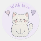 Kätzchen und Herz, personalisiert Runder Aufkleber (Vorderseite)