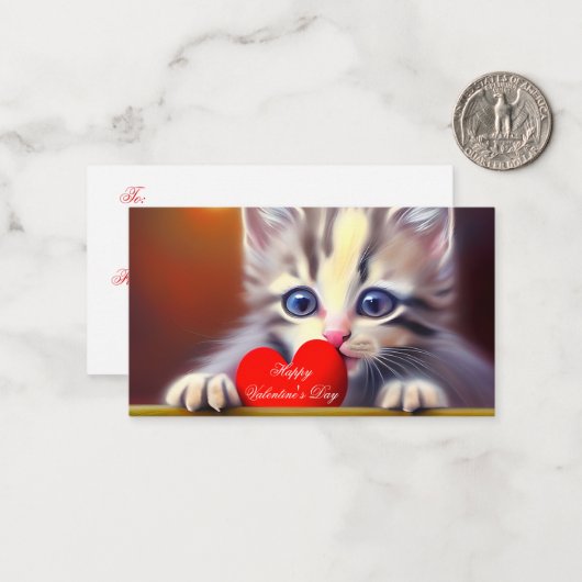 Kätzchen und Herzkinder Valentine Mitteilungskarte (Vorderseite/Rückseite Beispiel)