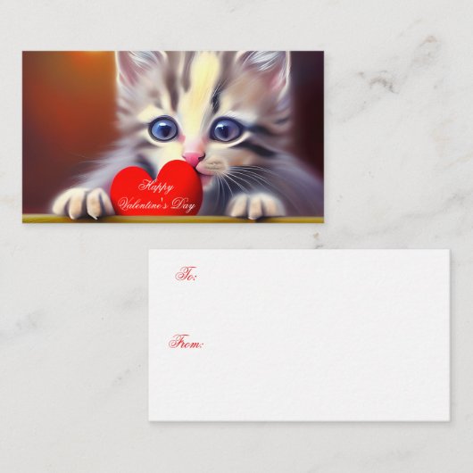 Kätzchen und Herzkinder Valentine Mitteilungskarte (Vorne/Hinten)
