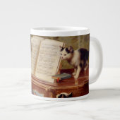 Kätzchen und Klavier Jumbo-Tasse (Vorderseite Rechts)
