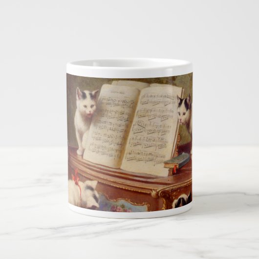 Kätzchen und Klavier Jumbo-Tasse (Vorderseite)