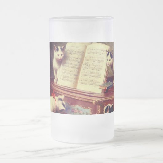 Kätzchen und Klavier Mattglas Bierglas (Mittel)