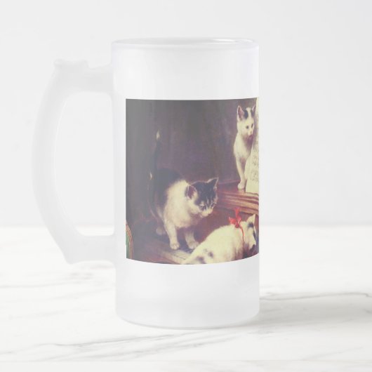 Kätzchen und Klavier Mattglas Bierglas (Links)