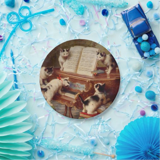 Kätzchen und Klavier Pappteller (Party)