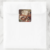 Kätzchen und Klavier Quadratischer Aufkleber (Tasche)